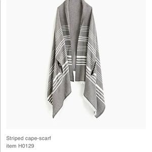 Jcrew grey white poncho cape scarf